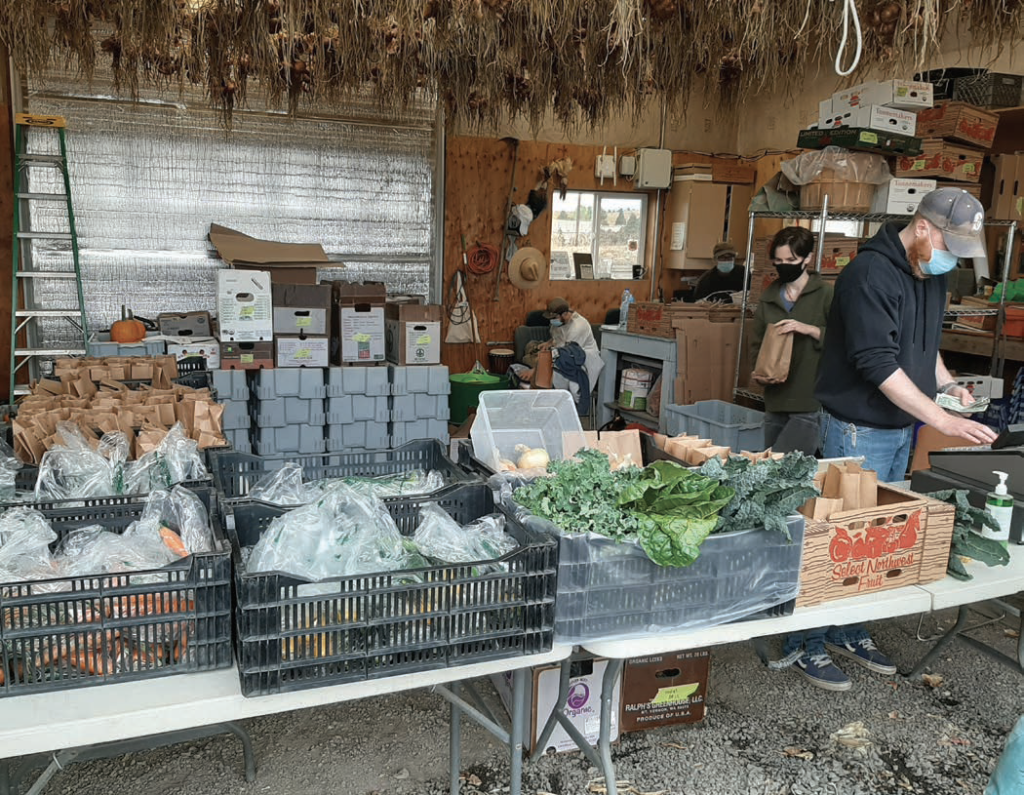 A student-run weekly farm stand and pickup site for online orders.