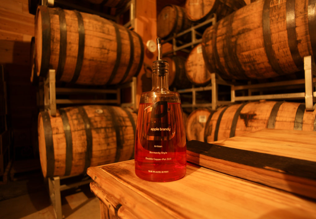 Apple brandy can be sampled in the barrel room. Photo: Matt Hannon