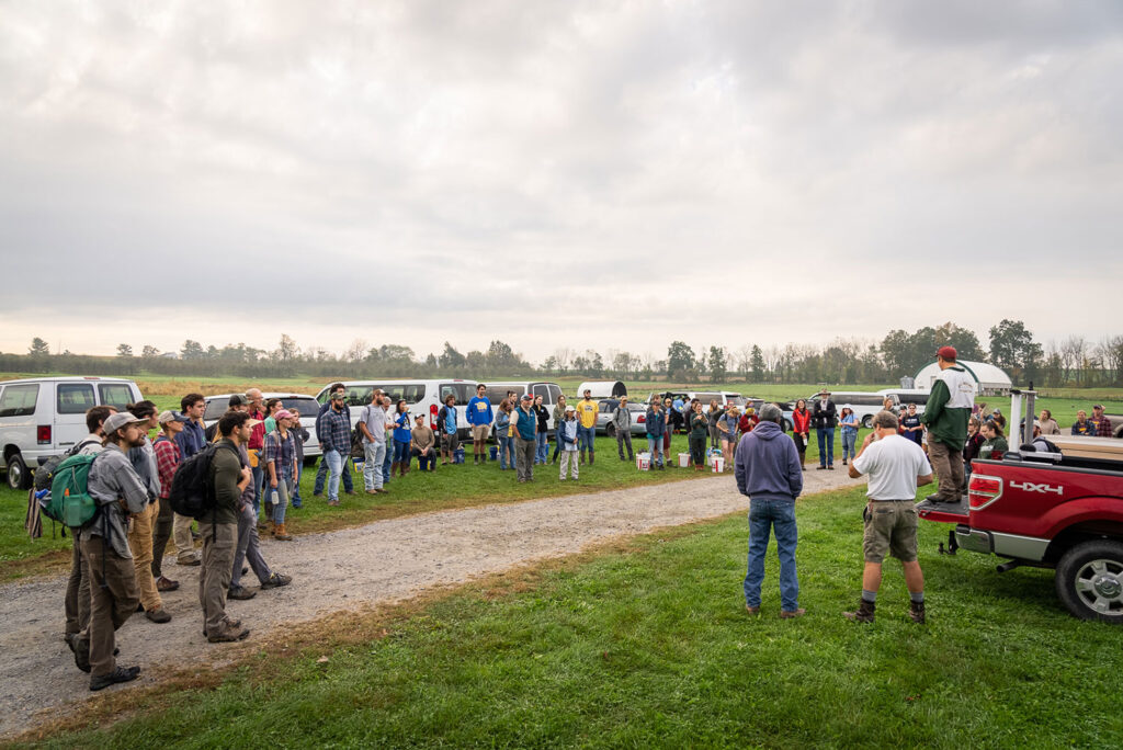 The teams competing in the Northeast Regional Soil Judging Contest receive the instructions first thing on Friday morning at the Rodale Institute. Credit: Rodale Institute
